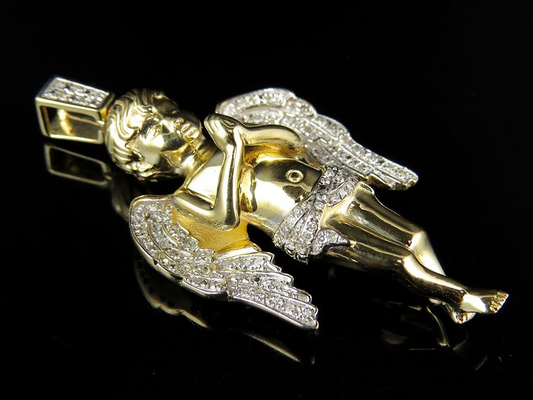 10K Yellow Gold Pryaing Hands Lab Grown Diamond Pendant