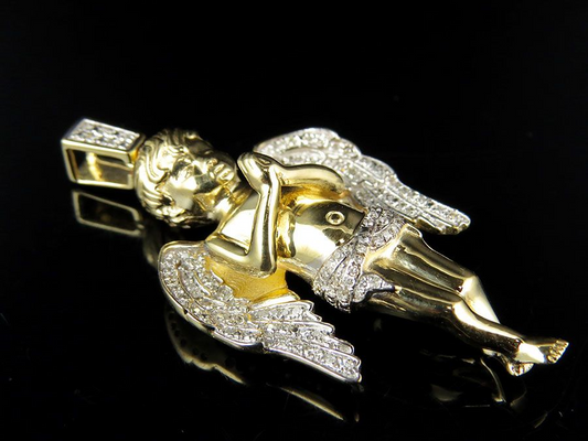 10K Yellow Gold Pryaing Hands Lab Grown Diamond Pendant