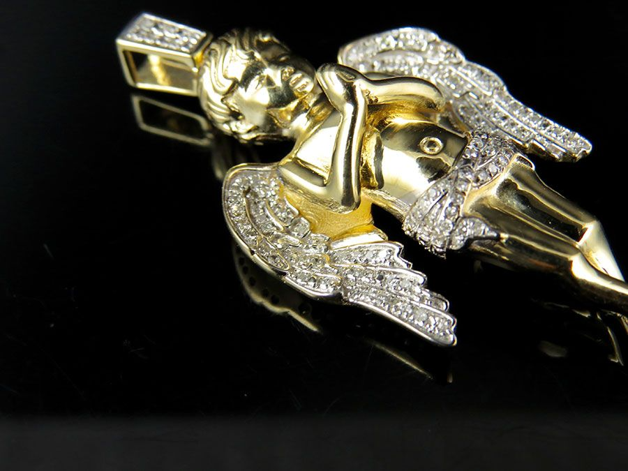 10K Yellow Gold Pryaing Hands Lab Grown Diamond Pendant