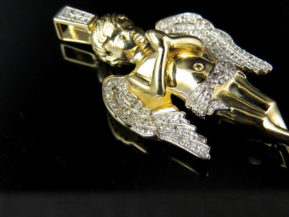 10K Yellow Gold Pryaing Hands Lab Grown Diamond Pendant