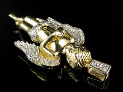 10K Yellow Gold Pryaing Hands Lab Grown Diamond Pendant