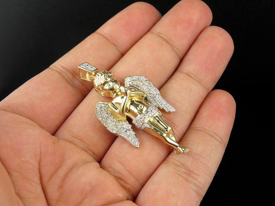 10K Yellow Gold Pryaing Hands Lab Grown Diamond Pendant