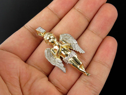 10K Yellow Gold Pryaing Hands Lab Grown Diamond Pendant
