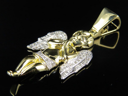 10K Yellow Gold Lab Grown Diamond Praying Angel Pendant