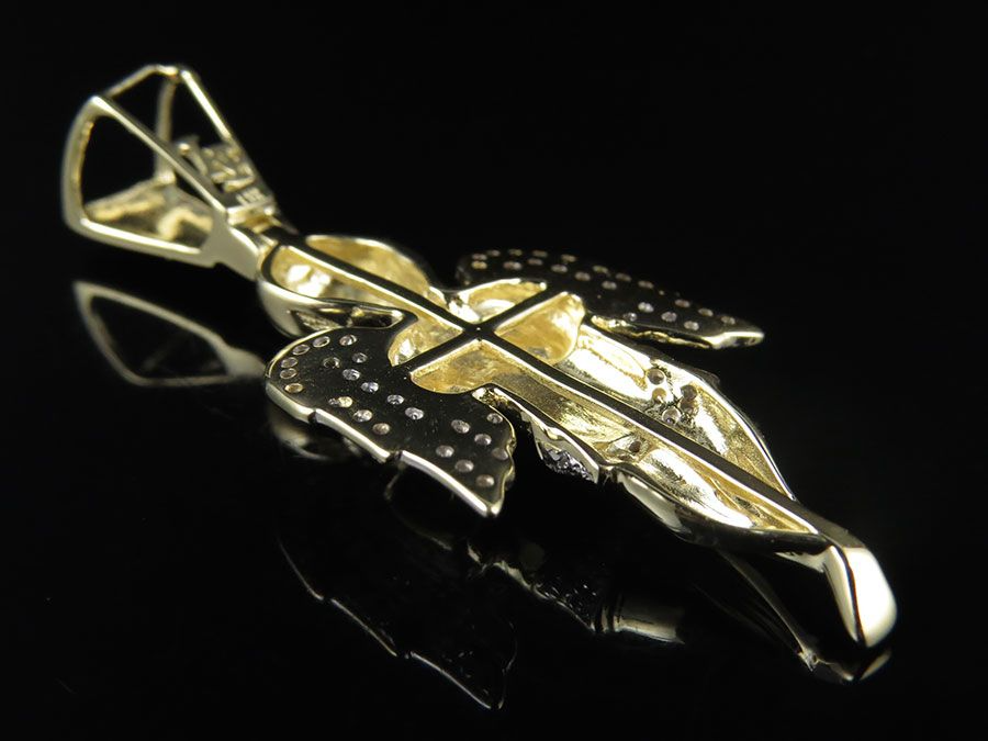 10K Yellow Gold Lab Grown Diamond Praying Angel Pendant