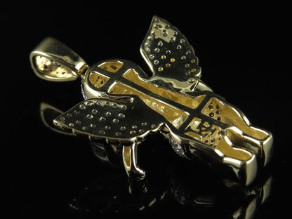 1.25" 10K Yellow Gold Lab Grown Diamond Angel  cherub  Charm