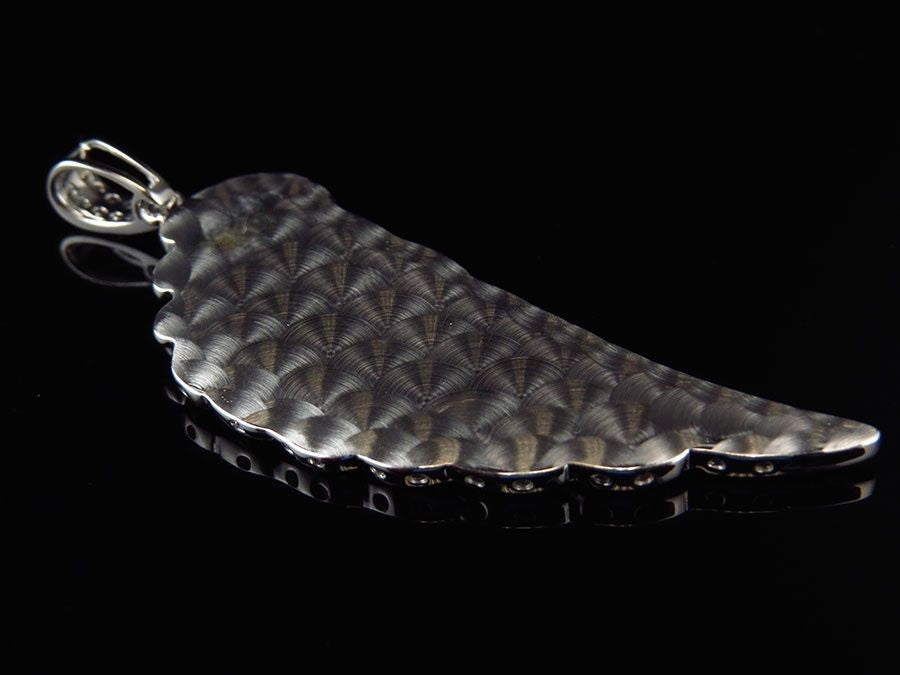 2.25" Solid white Gold Single Angel Wing Lab Grown Diamond Pendant