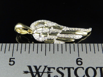 10K Yellow Gold Lab Grown Diamond Single Angel Wing Diamond Pendant