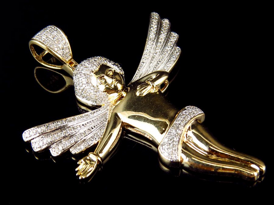 1.5" Yellow Gold Lab Grown Diamond 3D Directing Pendant