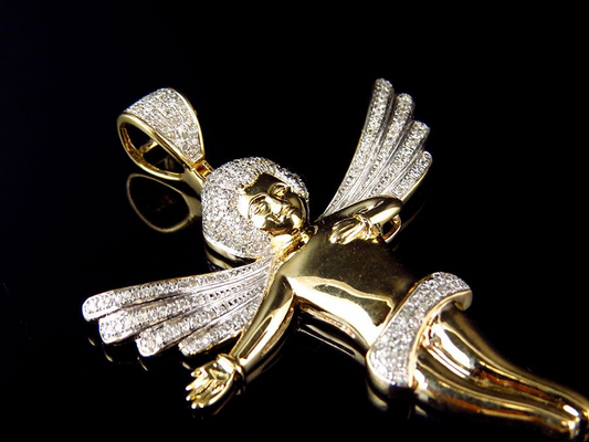 1.5" Yellow Gold Lab Grown Diamond 3D Directing Pendant