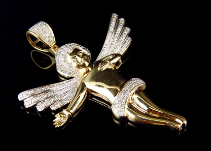1.5" Yellow Gold Lab Grown Diamond 3D Directing Pendant