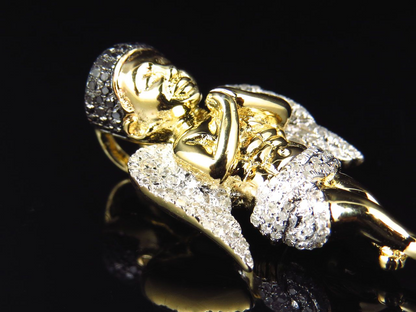 10k Yellow Gold Lab Grown Diamond Hip Hop Angel Pendant