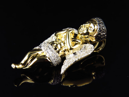 10k Yellow Gold Lab Grown Diamond Hip Hop Angel Pendant