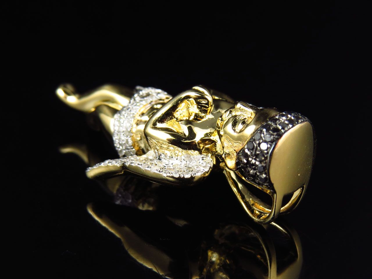 10k Yellow Gold Lab Grown Diamond Hip Hop Angel Pendant