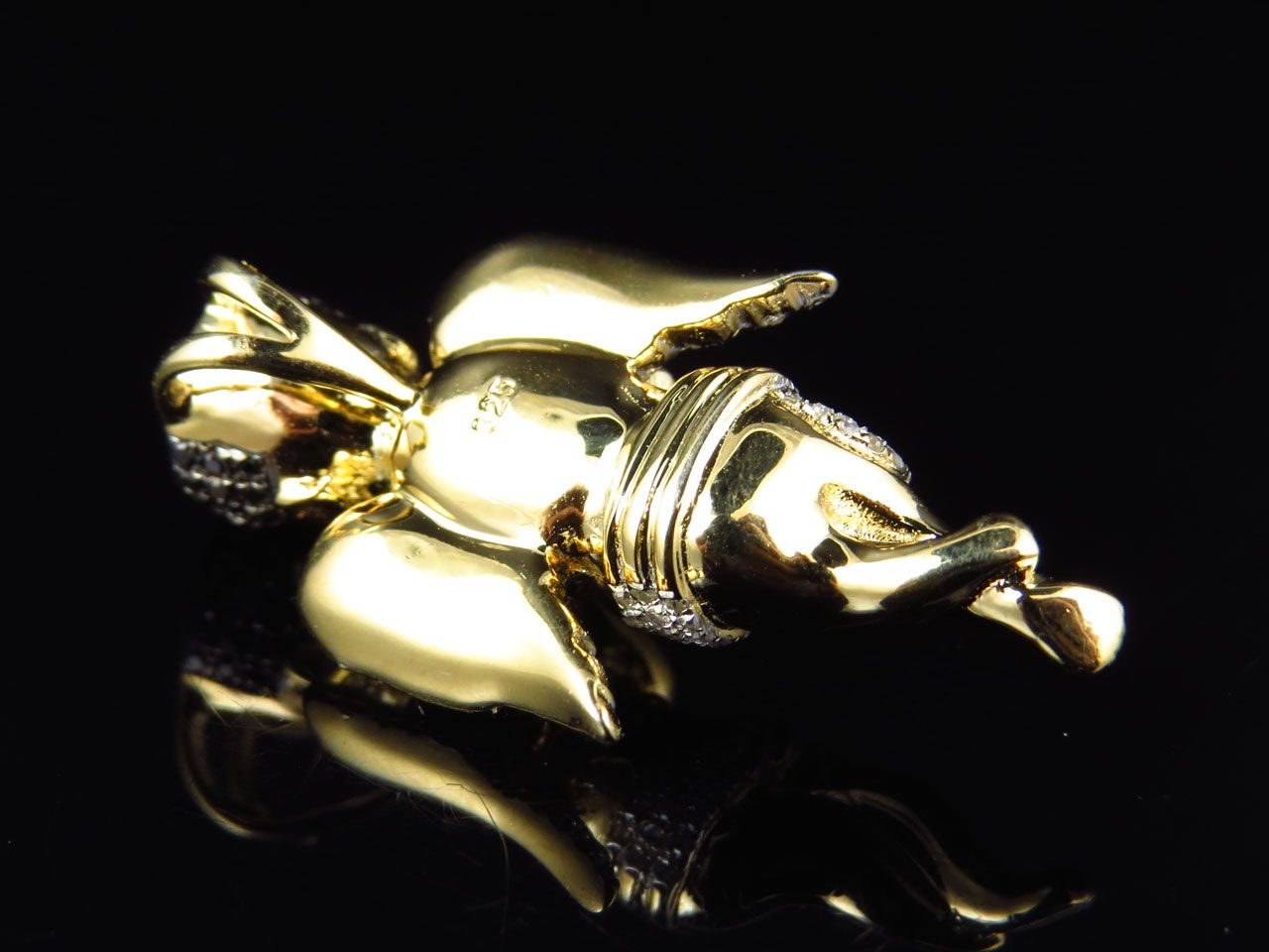 10k Yellow Gold Lab Grown Diamond Hip Hop Angel Pendant