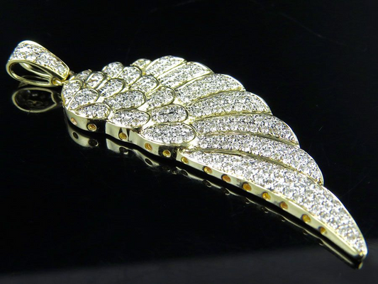 10K Gold Lab Grown Diamond Single Angel Wing Pendant