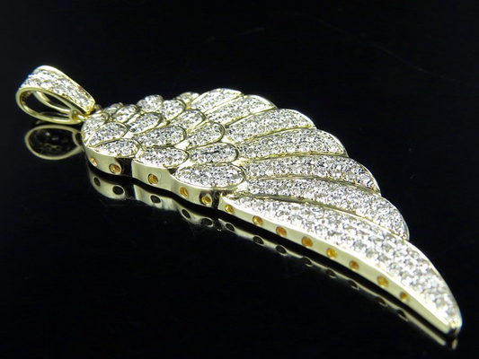 10K Gold Lab Grown Diamond Single Angel Wing Pendant