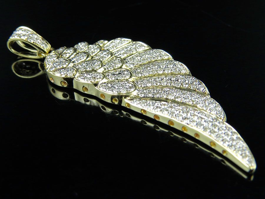 10K Gold Lab Grown Diamond Single Angel Wing Pendant