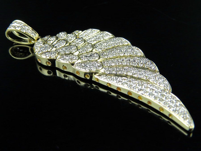 10K Gold Lab Grown Diamond Single Angel Wing Pendant