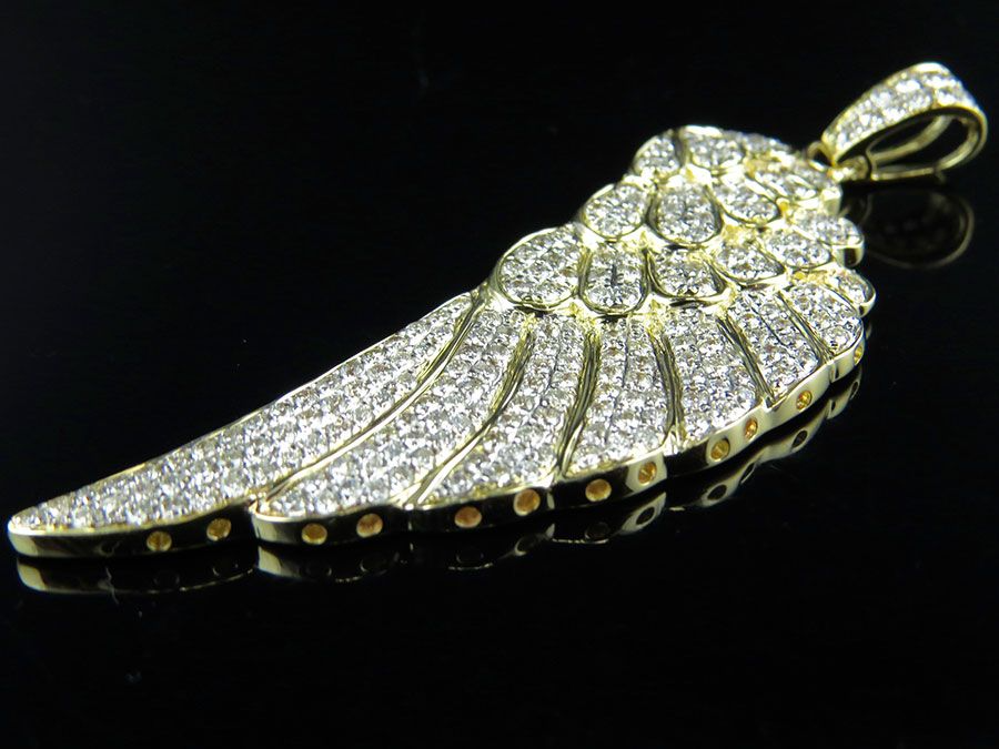 10K Gold Lab Grown Diamond Single Angel Wing Pendant