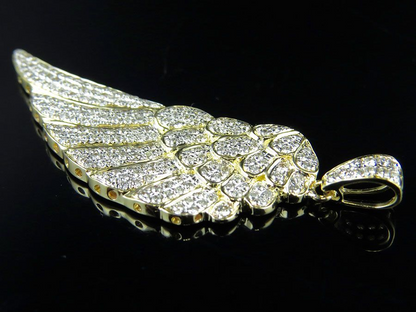 10K Gold Lab Grown Diamond Single Angel Wing Pendant