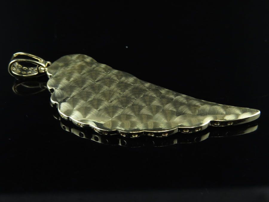 10K Gold Lab Grown Diamond Single Angel Wing Pendant