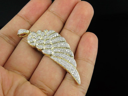 10K Gold Lab Grown Diamond Single Angel Wing Pendant