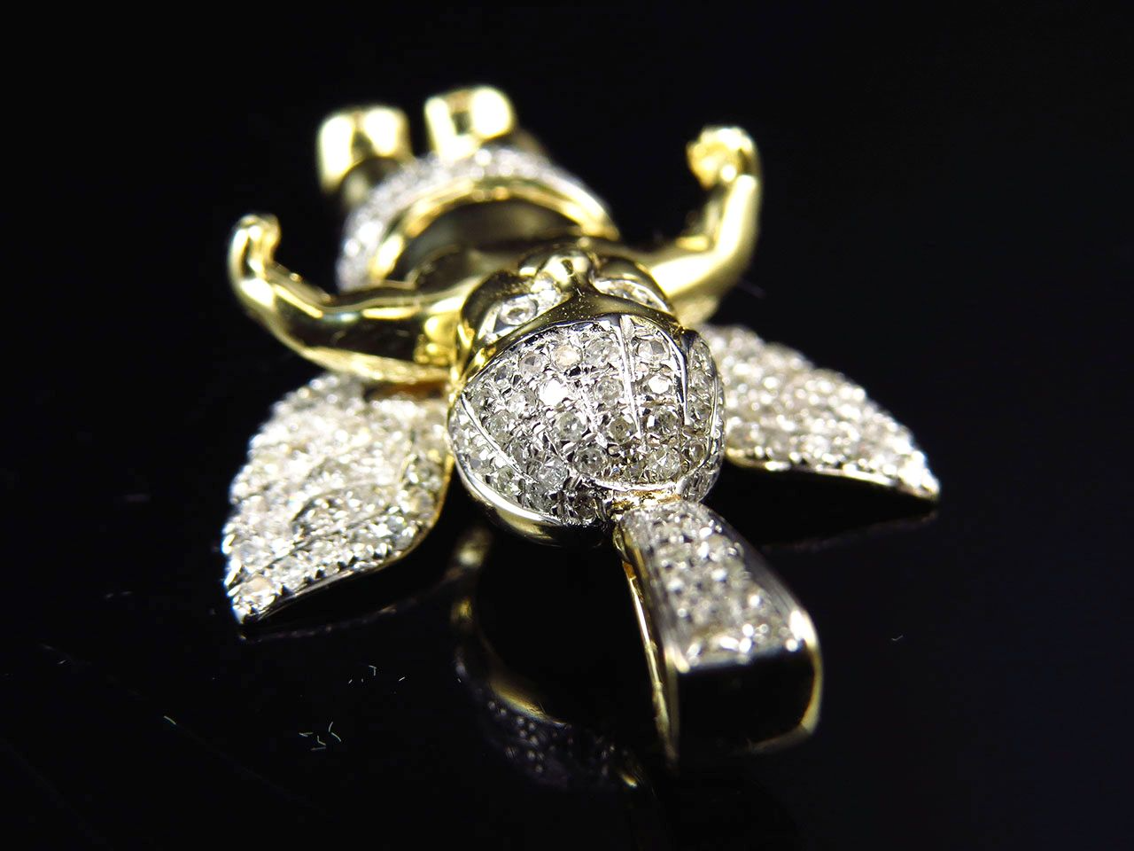 1.5" 10K Yellow Gold Diamond Chubby Angel pendant