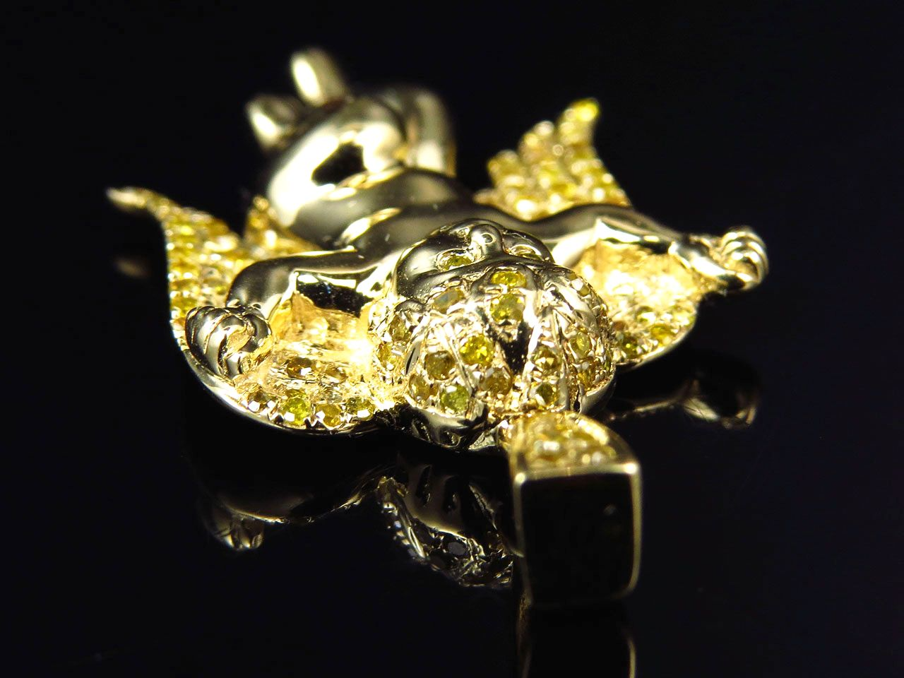 1.25" 10K Yellow Gold Lab Grown Diamond Mini Angel  Pendant