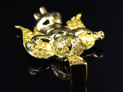 1.25" 10K Yellow Gold Lab Grown Diamond Mini Angel  Pendant