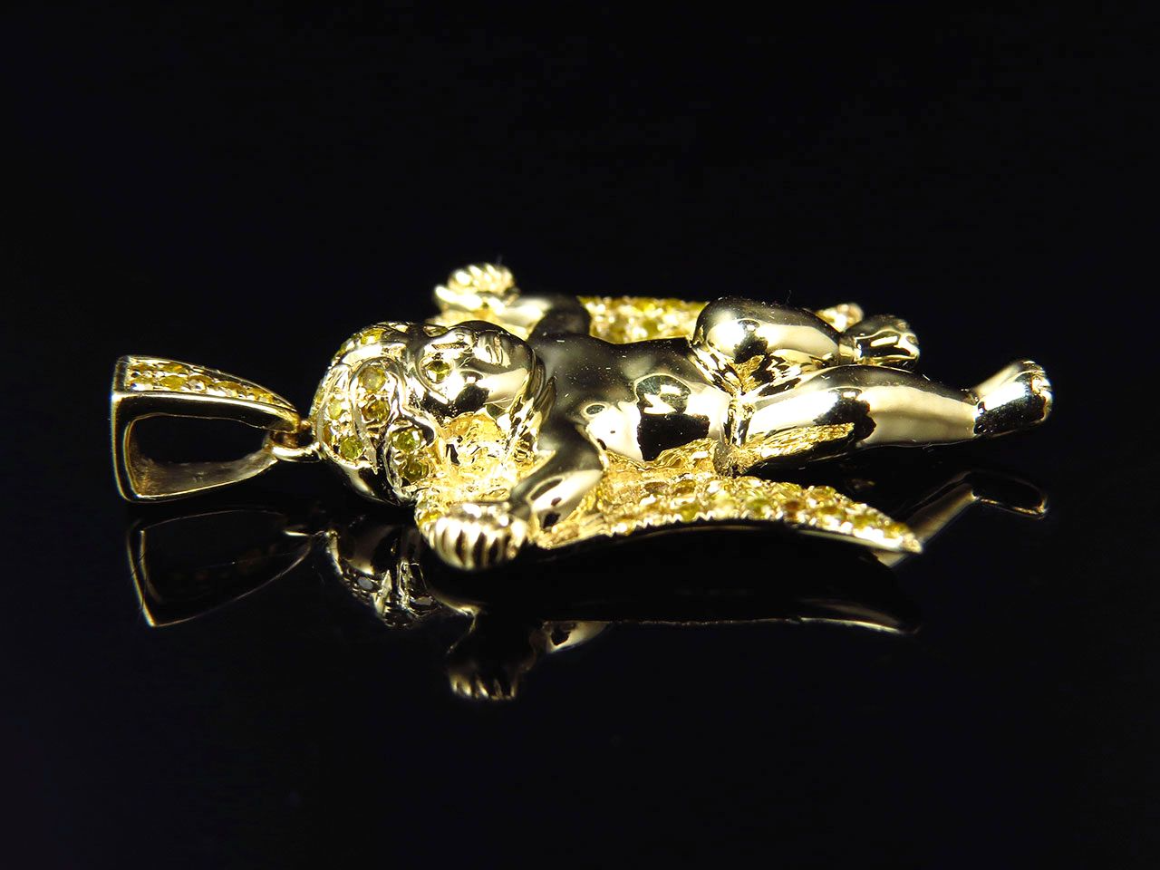 1.25" 10K Yellow Gold Lab Grown Diamond Mini Angel  Pendant