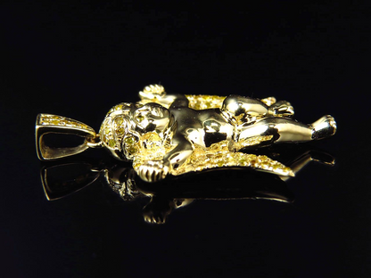 1.25" 10K Yellow Gold Lab Grown Diamond Mini Angel  Pendant