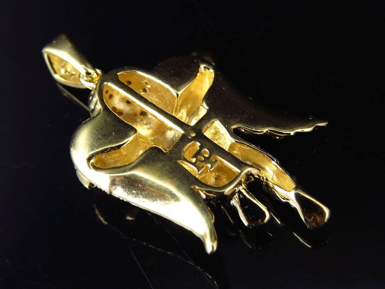 1.25" 10K Yellow Gold Lab Grown Diamond Mini Angel  Pendant