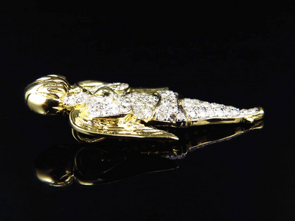 10K Yellow Gold Iced Out Lab Grown Diamond Angel Pendant