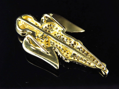 10K Yellow Gold Iced Out Lab Grown Diamond Angel Pendant
