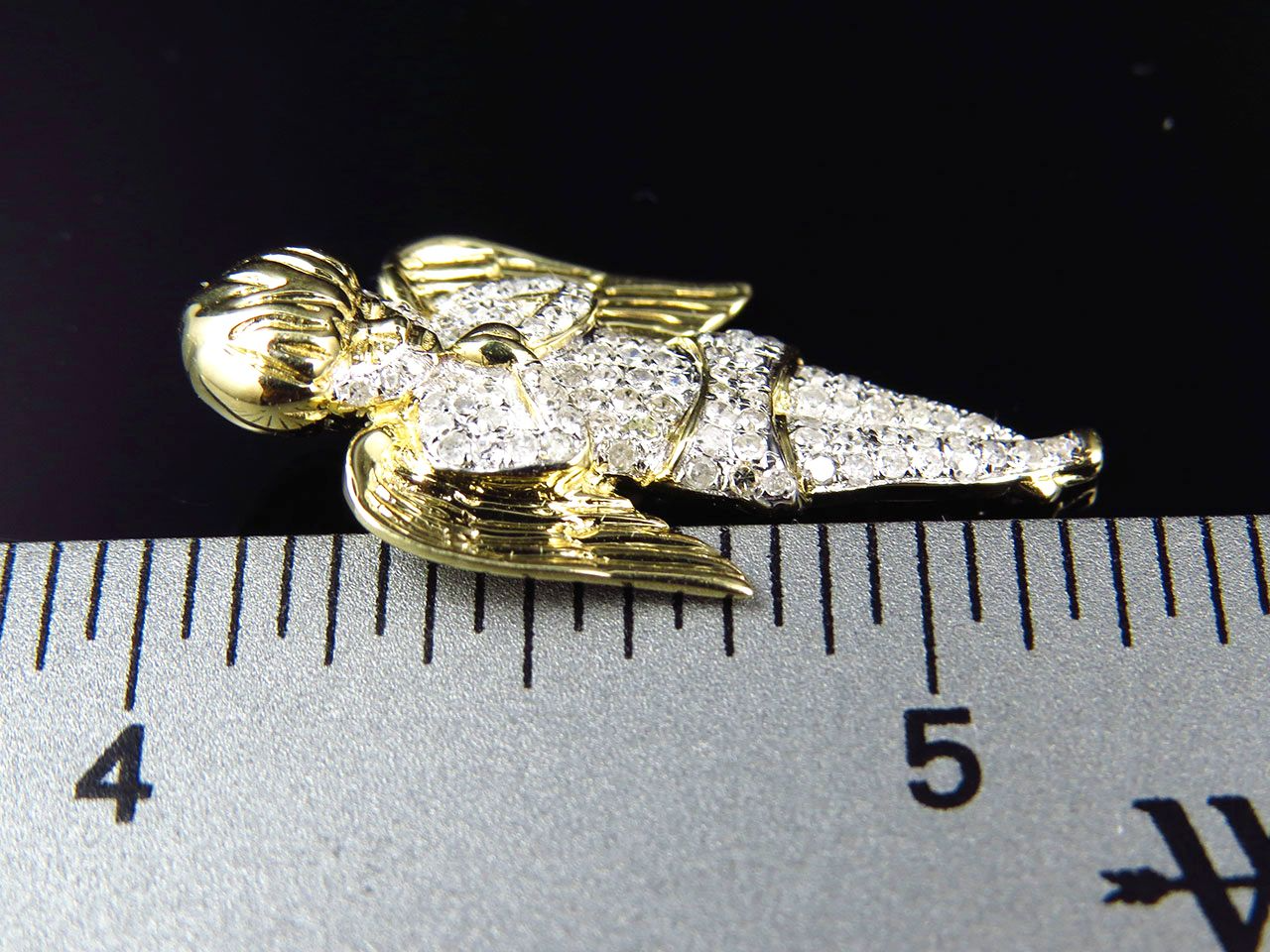 10K Yellow Gold Iced Out Lab Grown Diamond Angel Pendant