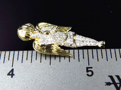 10K Yellow Gold Iced Out Lab Grown Diamond Angel Pendant
