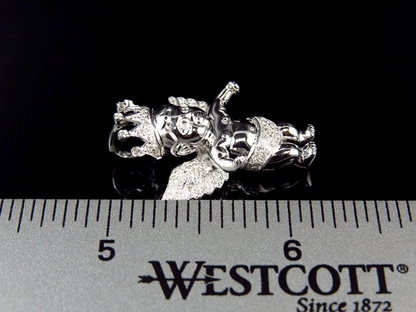 1.25" 10K White Gold Crowned Angel Lab Grown Diamond Pendant