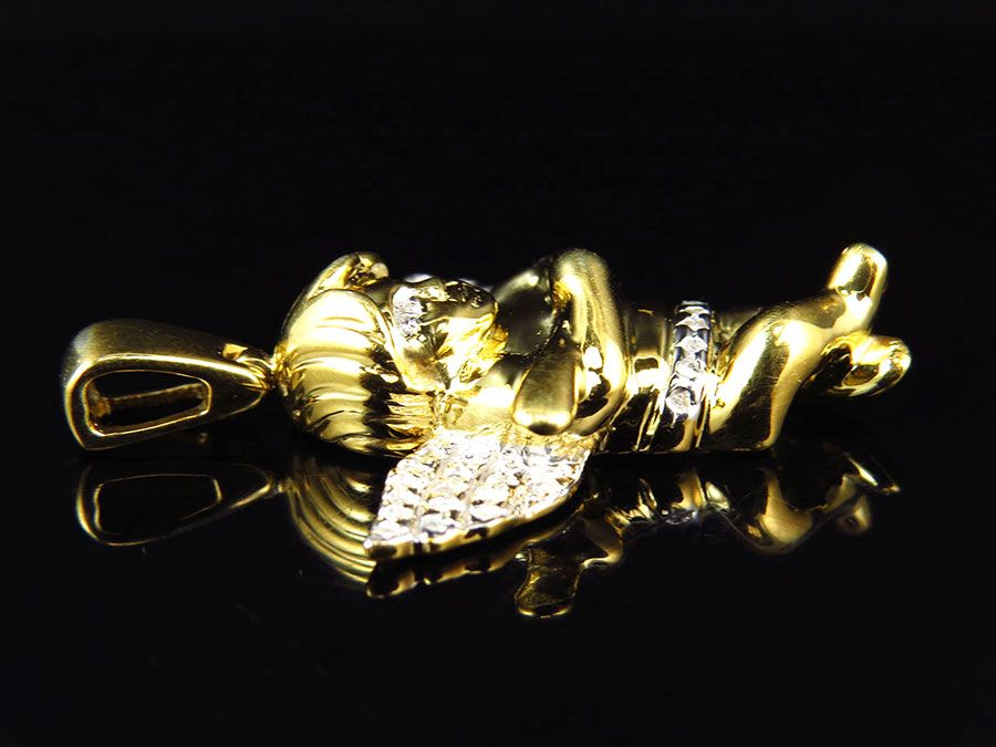 0.10 CTW Yellow Gold Lab Grown Diamond Chubby Angel Charm Pendant