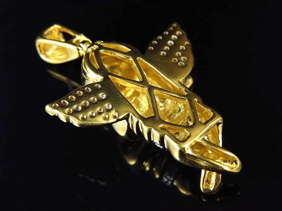 0.10 CTW Yellow Gold Lab Grown Diamond Chubby Angel Charm Pendant