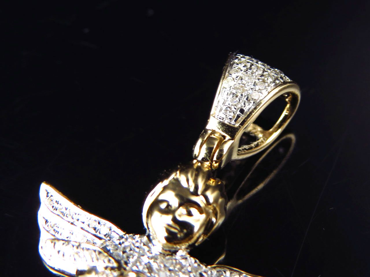 1.5" 10K Yellow Gold Lab Grown Diamond Chubby Angel Pendant