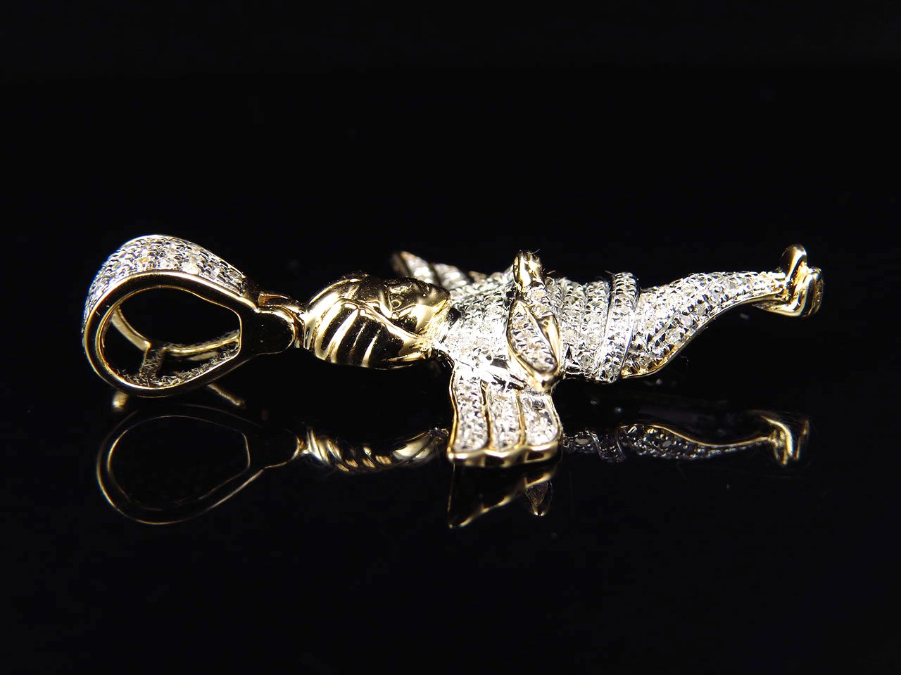 1.5" 10K Yellow Gold Lab Grown Diamond Chubby Angel Pendant