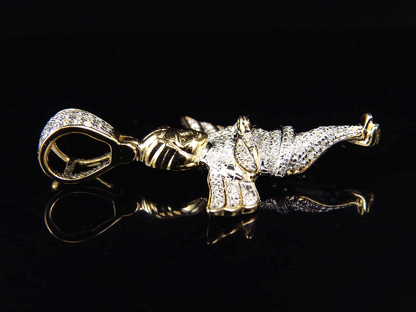 1.5" 10K Yellow Gold Lab Grown Diamond Chubby Angel Pendant