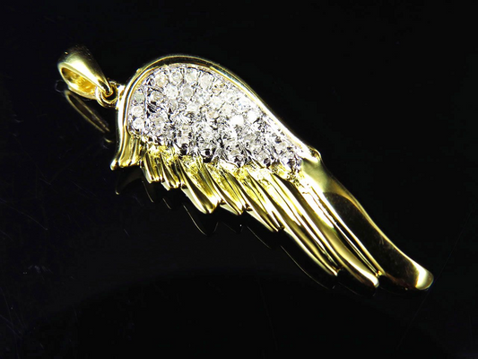 1.25" Yellow Gold Lab Grown Diamond Single wing Charm Pendant