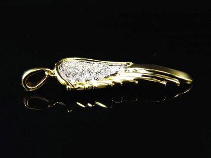 1.25" Yellow Gold Lab Grown Diamond Single wing Charm Pendant