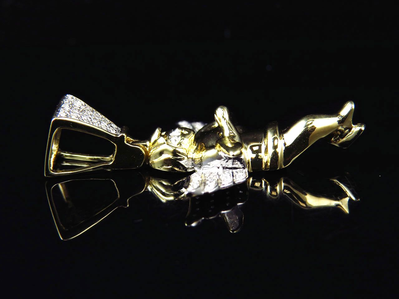 1.5" 10K Yellow Gold Lab Grown Diamond Happy Angel Pendant