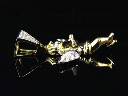 1.5" 10K Yellow Gold Lab Grown Diamond Happy Angel Pendant