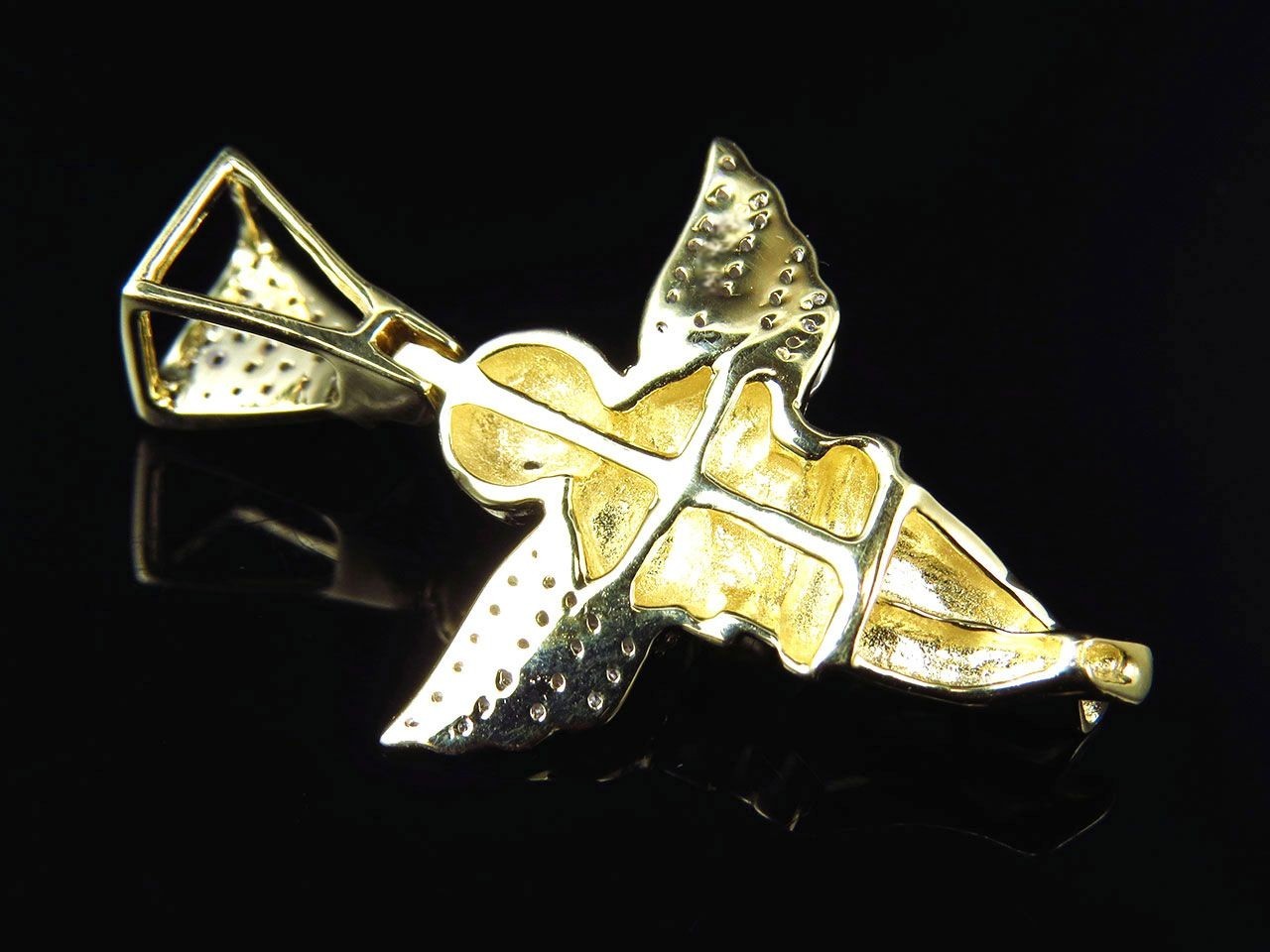 1.5" 10K Yellow Gold Lab Grown Diamond Happy Angel Pendant