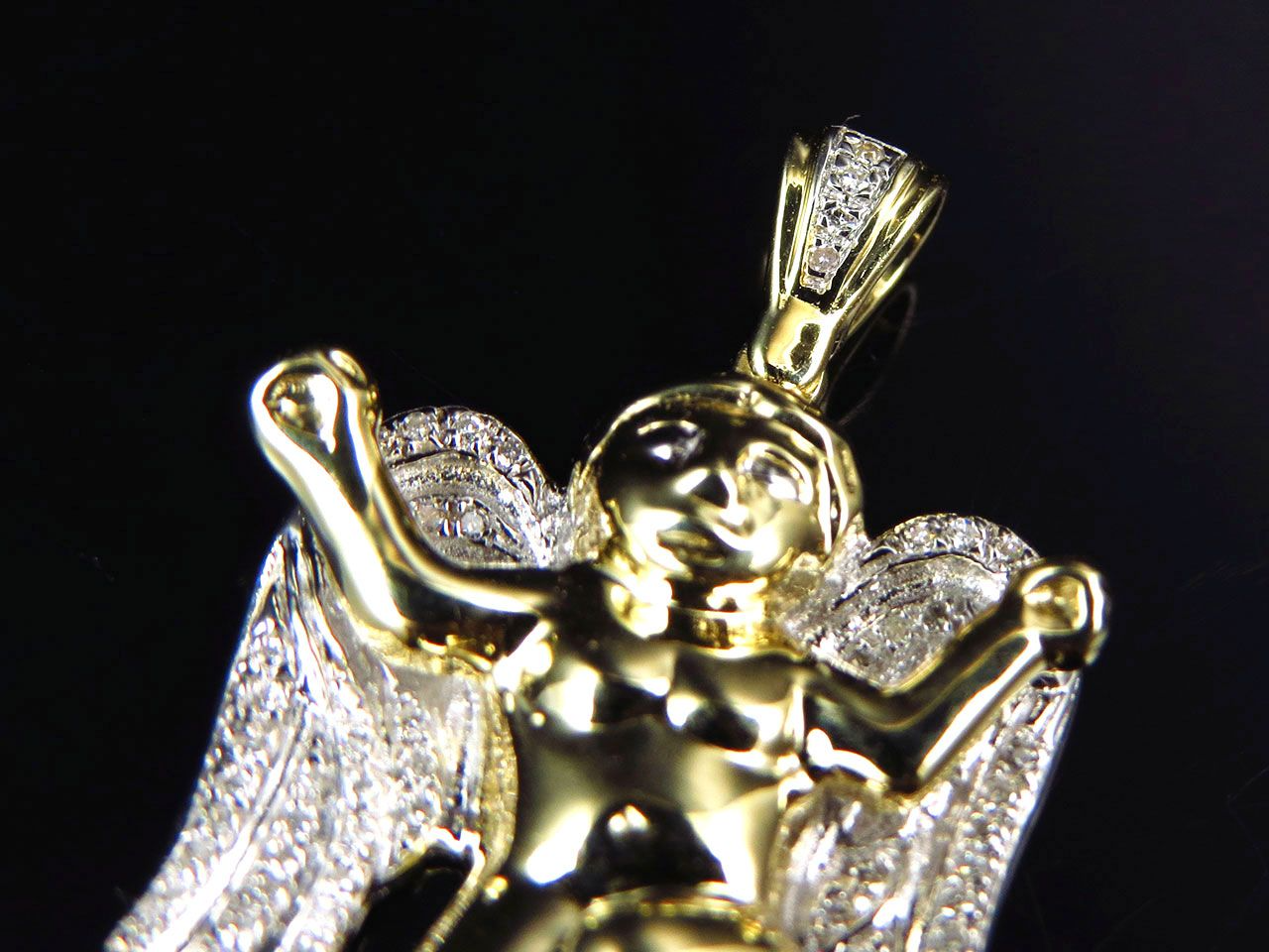 1" 10K Yellow Gold Lab Grown Diamond Dancing Angel Charm pendant
