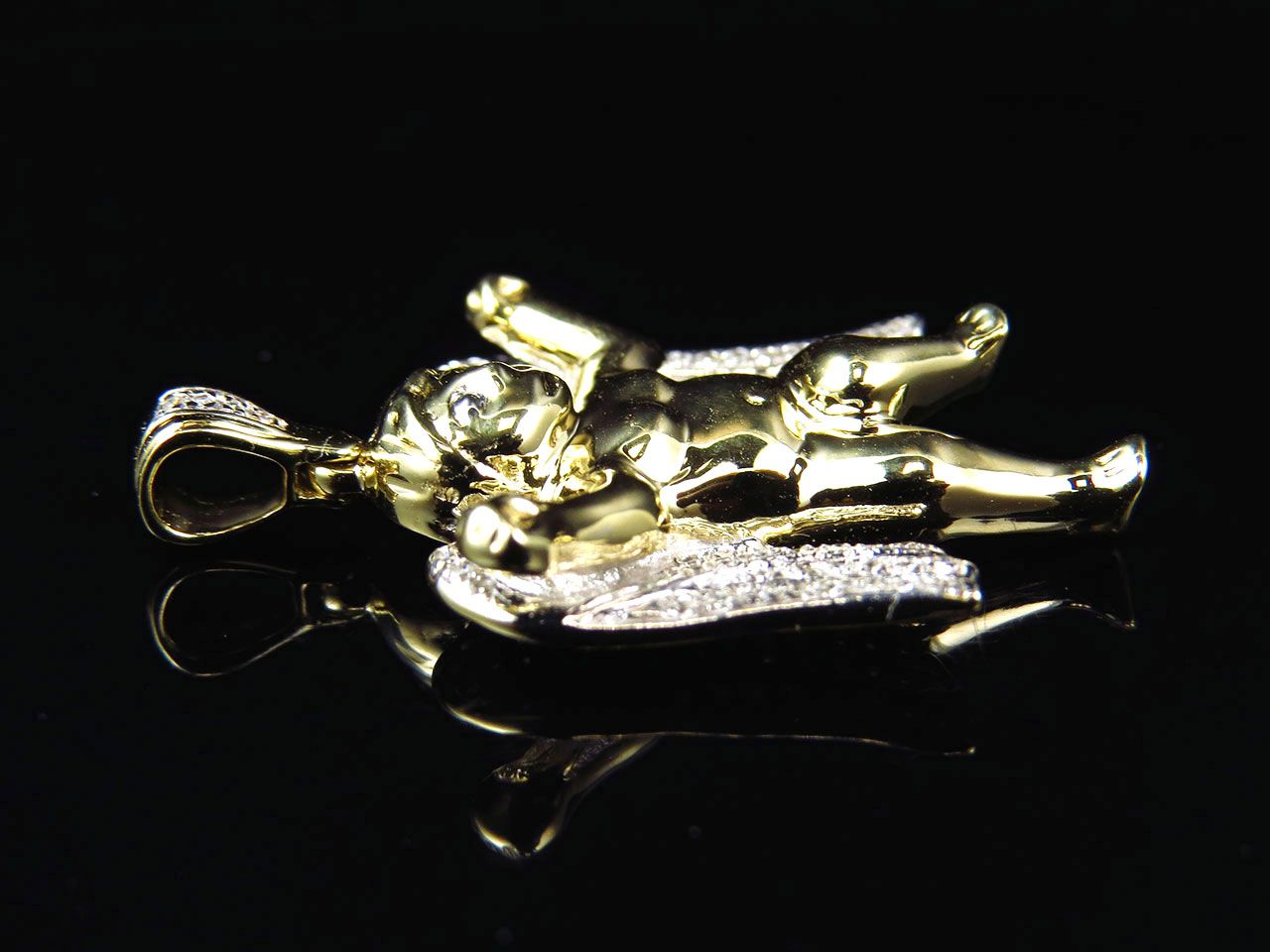 1" 10K Yellow Gold Lab Grown Diamond Dancing Angel Charm pendant